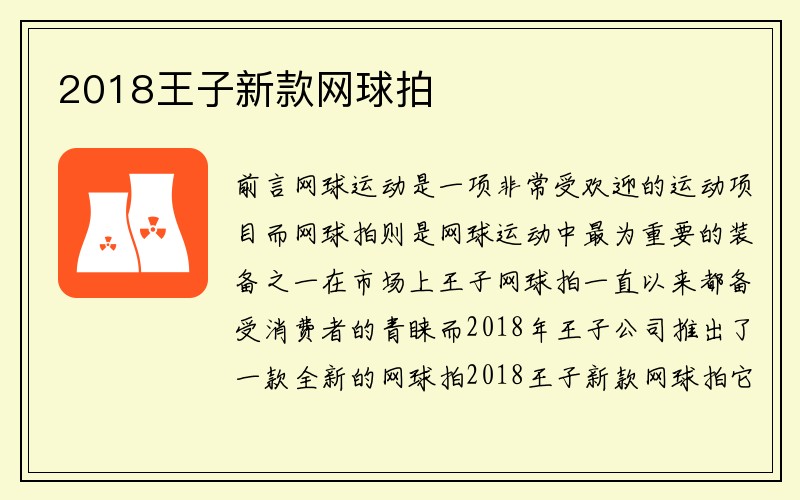 2018王子新款网球拍